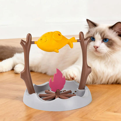 Creative Cats Slow Feeding Snack Toy Pet Interactive Food Feeding Device Educate Toys Fun Roast Chicken Leg 360° Rotating Feeder