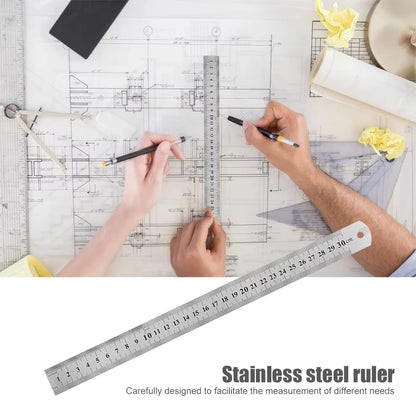 Stainle Steel Metal Straight Ruler Precision Double Sided Precision Measur Tool Scale Metric Ruler 15-50cm The Scale table Clear