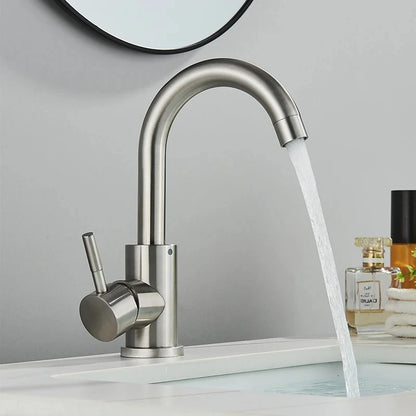 Black Nickel Bathroom Basin Faucet 304 Stainless Steel Hot Cold Wash Mixer Crane Tap 360 Rotation Sink Faucets Single Handle