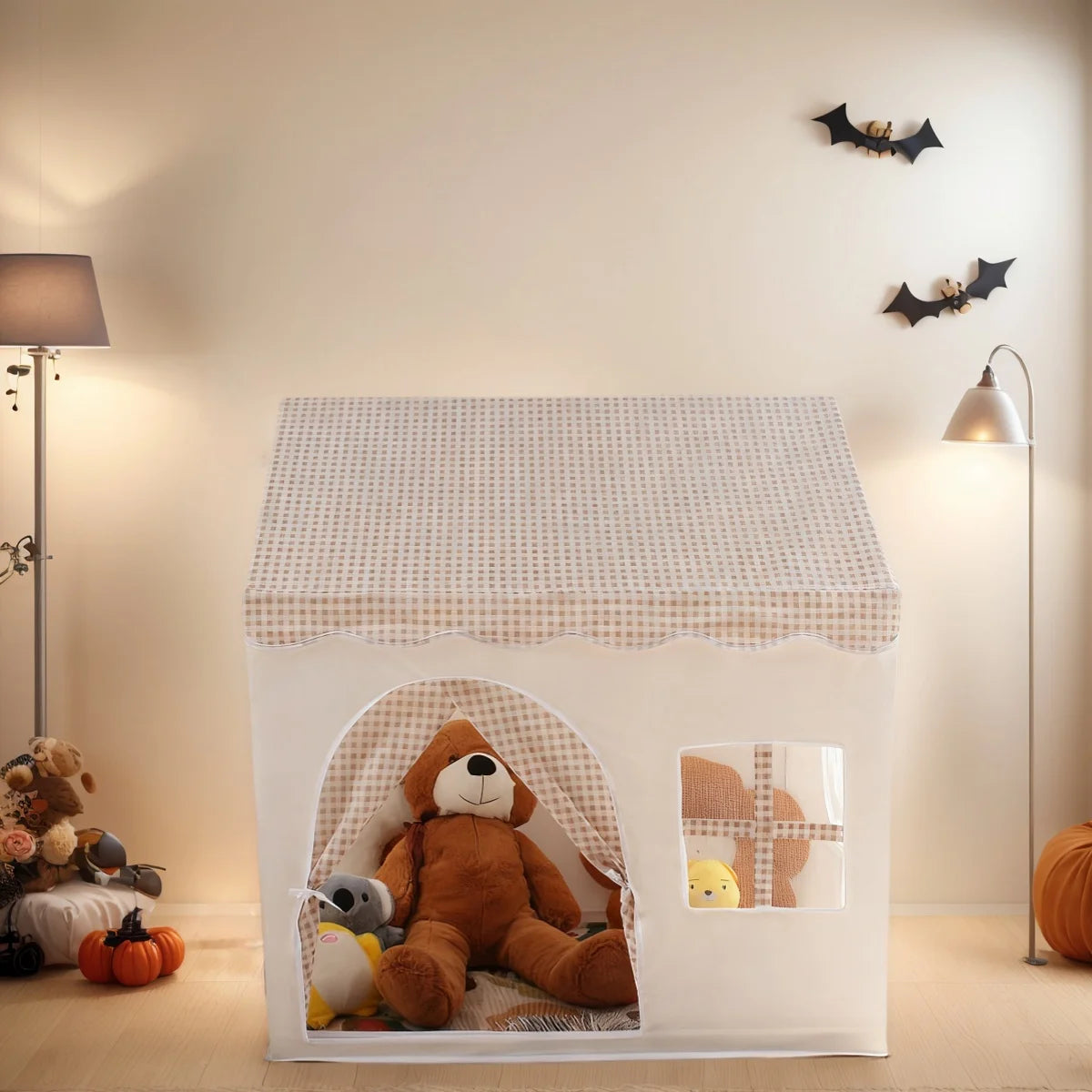 【Leisure and Entertainment】Large Children's Toy Castle, Pink Playhouse with Floral Design, Children's Pretend Play Tent, Kids' Secret Base and Sleeping Tent, Outdoor Beach Toy Playhouse, Holiday Gift for Boys and Girls, C