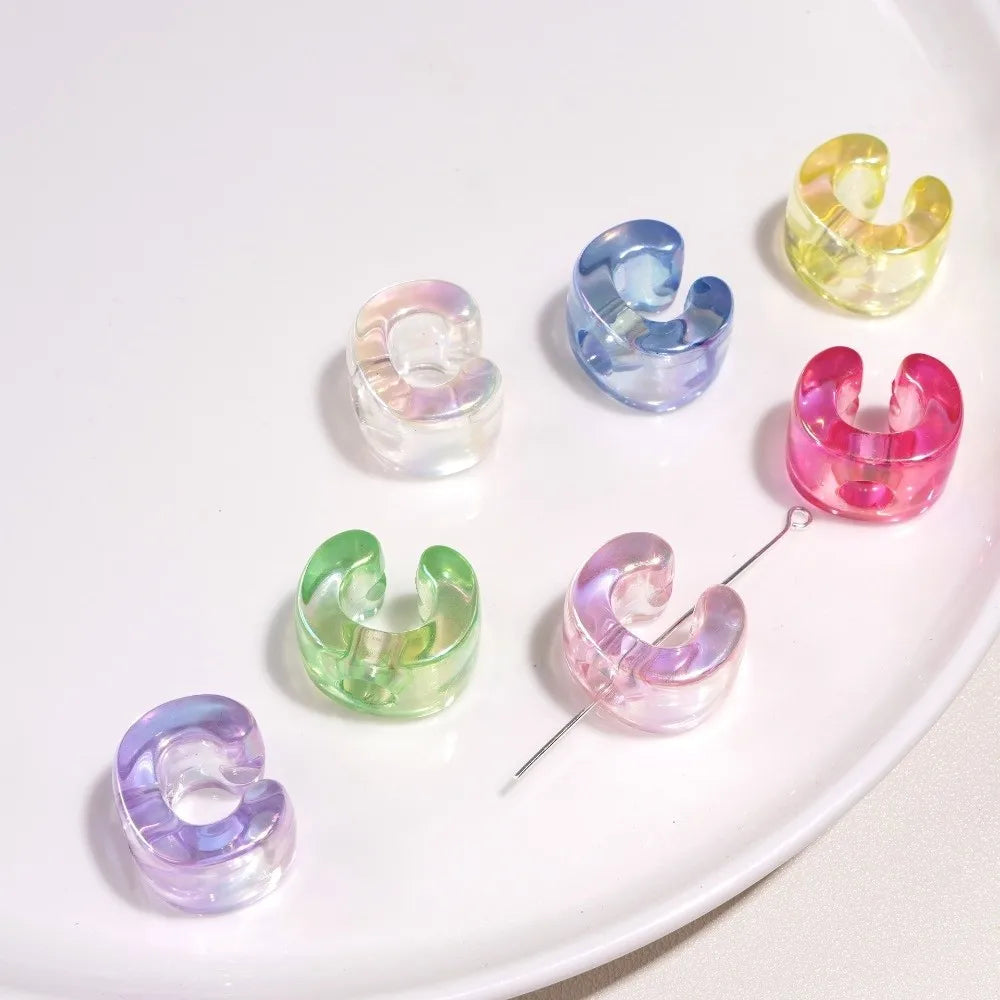 10pcs New Acrylic Iridescent Beads DIY Keychain Mixed Color Letter Beads Bag Charm Phone Chain Jewelry Making Beads Gifts Giving