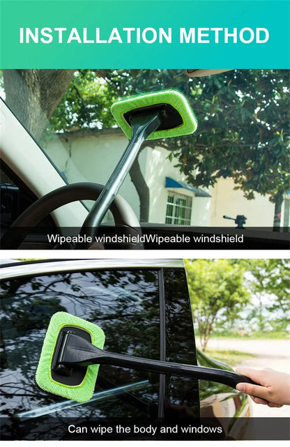 New Car Window Cleaner Brush Kit Windshield Cleaning Wash Tool Inside Interior Auto Glass Wiper With Long Handle Car Accessories