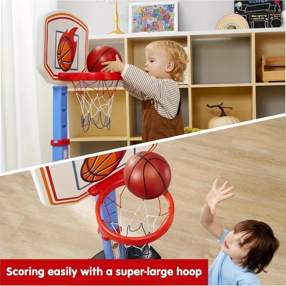 JOYFY Toddler Basketball Arcade Game Set Adjustable Basketball Goal with 4 Balls for Kids IChristmas Birthday Gift