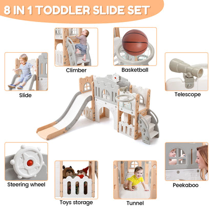 Children's Slide Outdoor Indoor Domestic Baby Sports 8 in 1 Slide Playset Family Multifunction Amusement Park Toys