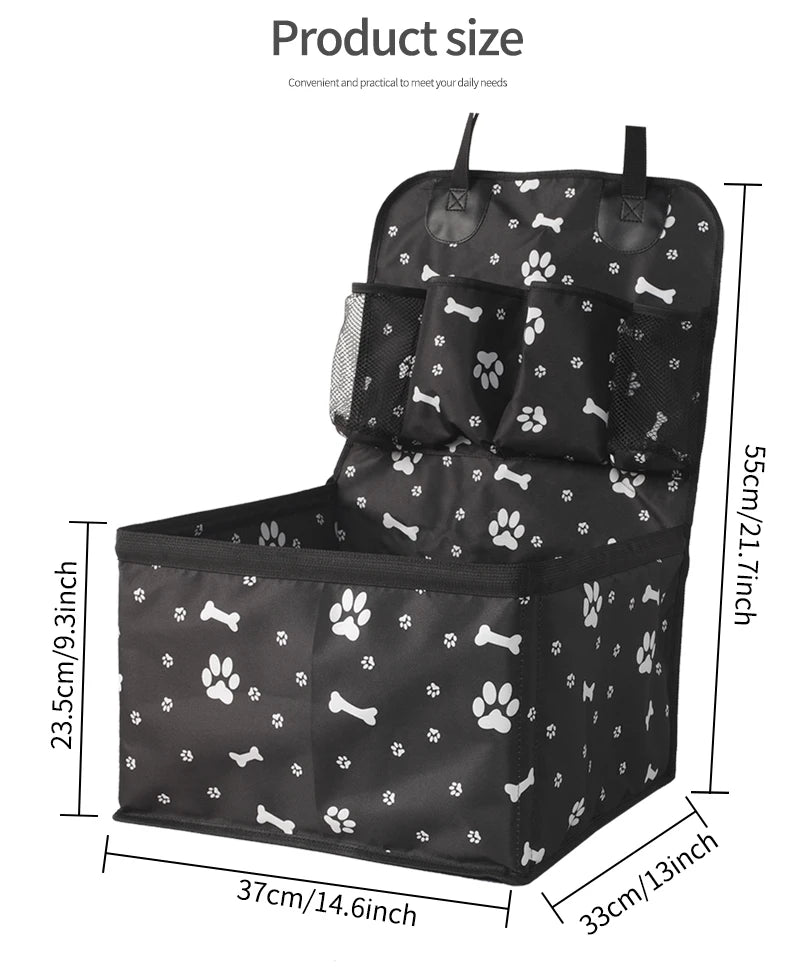 Dog Car Seat with Storage Pockets,Travel Dog Car Seat Cover Folding Hammock Dog Car Seat Basket for Small Medium Dogs