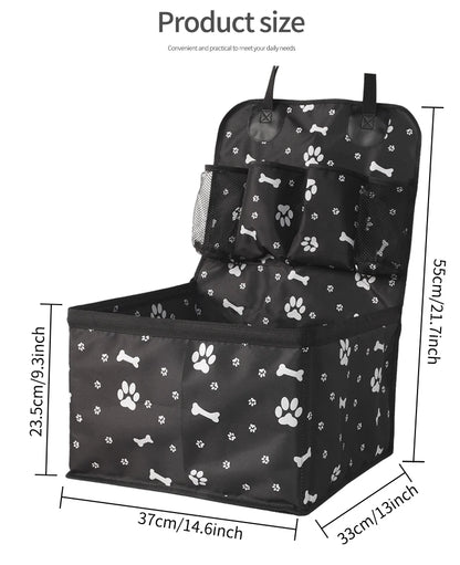 Dog Car Seat with Storage Pockets,Travel Dog Car Seat Cover Folding Hammock Dog Car Seat Basket for Small Medium Dogs