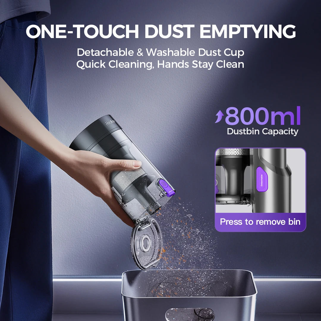 RedKey P9 Pro 650W 75KPA Suction Power Cordless Vacuum Cleaner 70 Mins Runtime Versatile Stick Vacuum for Home&Car Floor Cleaner