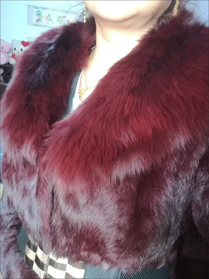 Real Rex Rabbit Fur Coat Women Autumn Winter Long Jacket Thick Warm New Fashion Fox Fur Collar Elegant Female Warm Outerwear