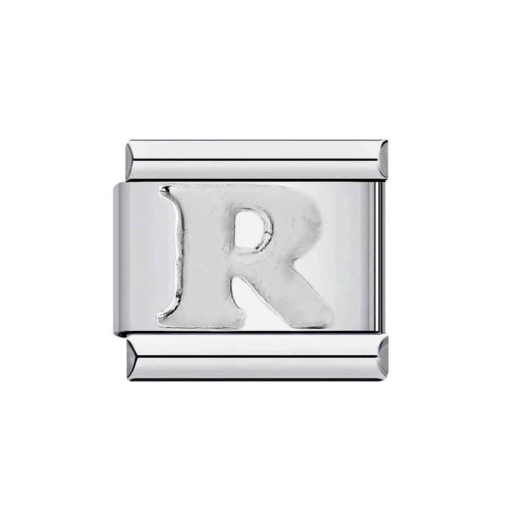 26 English A-Z Letter Name Custom 9mm Link Charms Silver Color Italian Stainless Steel Bracelet DIY Jewelry Making Hand Chain