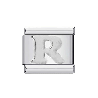 26 English A-Z Letter Name Custom 9mm Link Charms Silver Color Italian Stainless Steel Bracelet DIY Jewelry Making Hand Chain