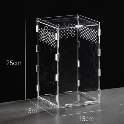 New Acrylic Reptile Habitat Anti-Escape Clear Spider Feeding Case Multiple Size Arboreal Small Pet Cage for Chameleon Clear