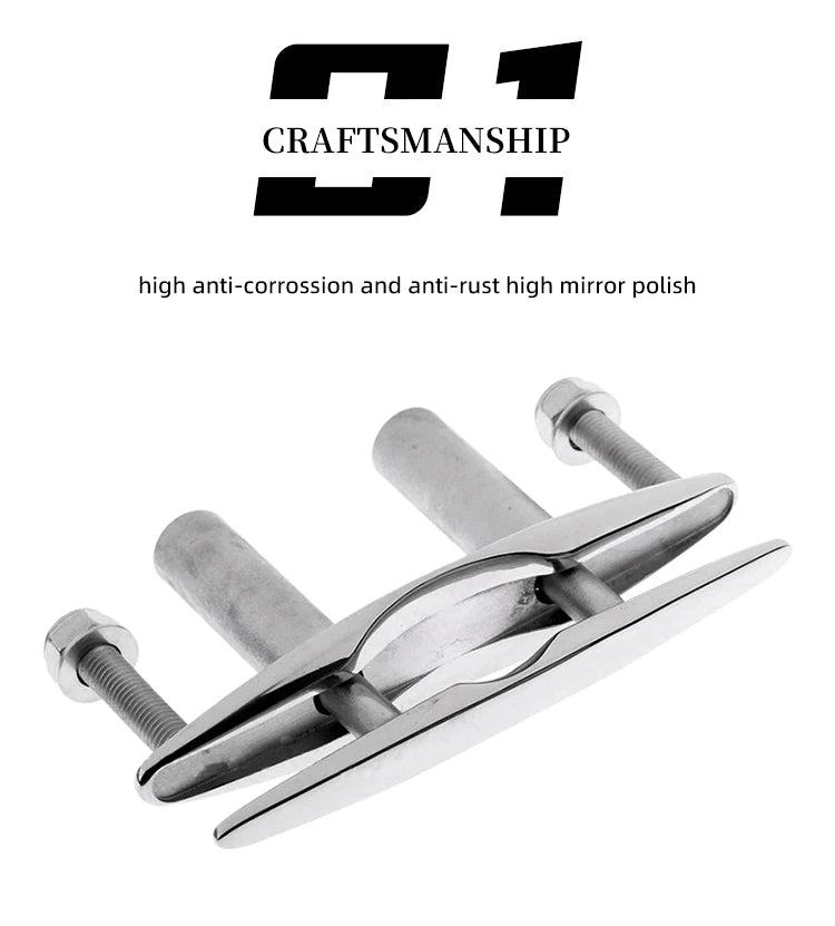 5/6 Inch 316 Stainless Steel Flush Cleat Boat Pop Up Cleat Pull Up Boat Accessories Mount Retractable Mooring Rope Yacht