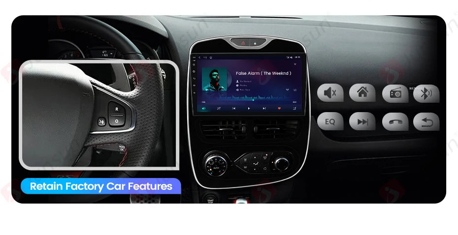 Junsun Wireless CarPlay Android Auto Car Radio for Renault Clio 4 2012- 2017 2 DIN Multimedia Stereo with Built-in Cooling Fan GPS Navigation SWC Bluetooth FM RDS DSP IPS Screen Car Intelligent Systems 4G WiFi 8 Core
