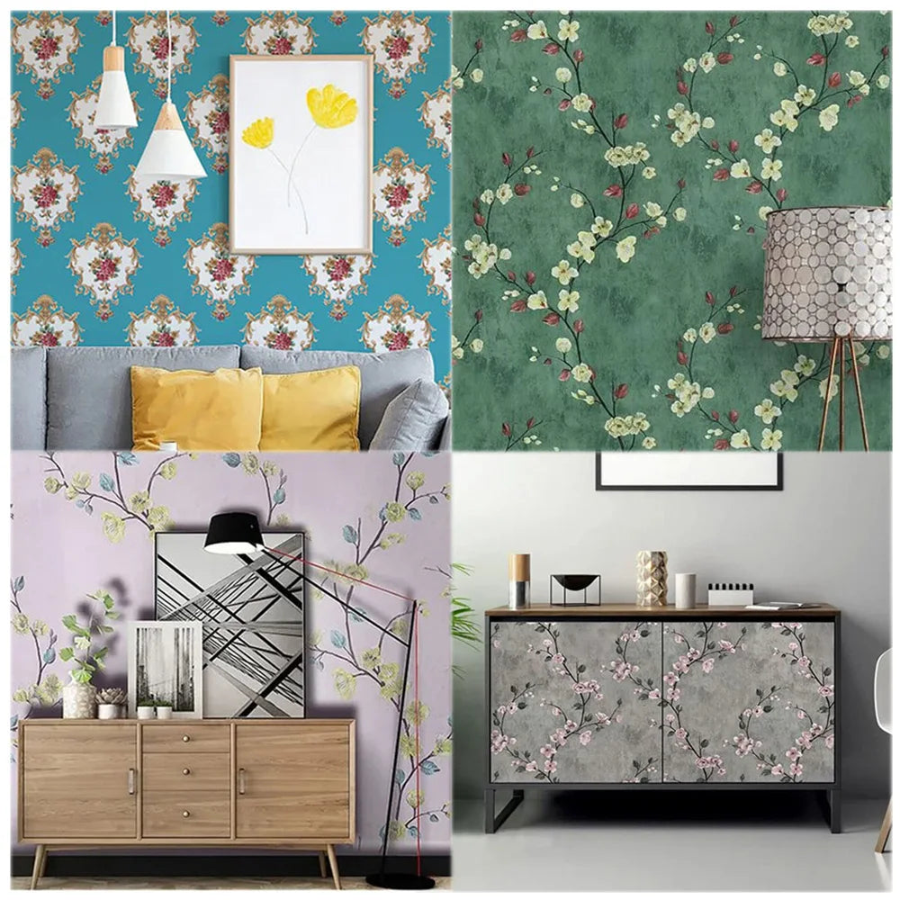 Floral Grey Peel and Stick Wallpaper Flower Self Adhesive Roll Waterproof Removable Contact Paper Furniture Table Renovate Decor