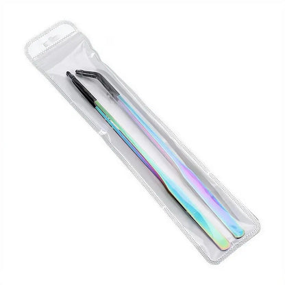 2PCS Stainless Steel Reptile Feeding Tongs with Rubber Tip Terrarium Tank Supplies Straight and Curved Tweezers Accessories