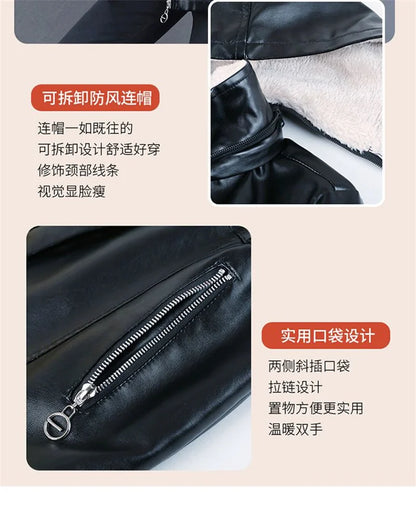 Winter Coat New Fashion Soft Leather Clothes Women's Long Sheep Leather Jacket Plus Velvet Padded Warm Coat