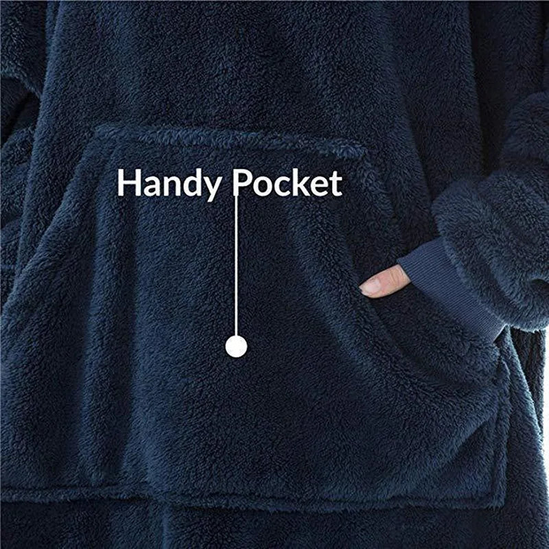 Winter Fashion Leisure Simple Hooded Sweater Warm Thick Hoodie Women Fleece Blanket With Sleeve Pocket Harajuku Trend Streetwear