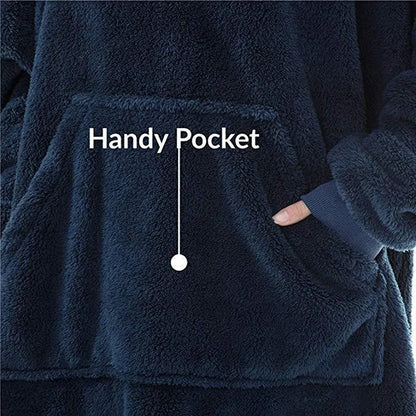 Winter Fashion Leisure Simple Hooded Sweater Warm Thick Hoodie Women Fleece Blanket With Sleeve Pocket Harajuku Trend Streetwear