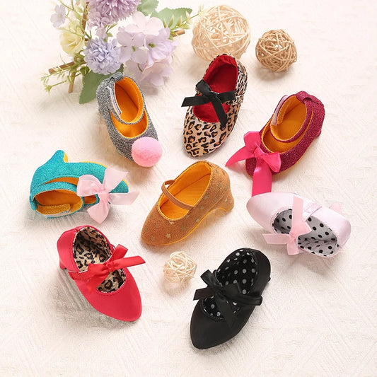 2022 New Infant Newborn Baby Girl High Heels Shoes Princess Bow First Birthday Party Shoes Photo Props Shoes 0-12M