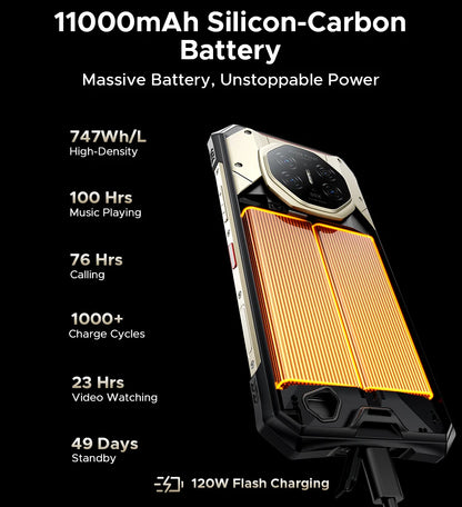 DOOGEE S300 Plus 5G Rugged Phone Dimensity 8300 12GB 1TB 11000mAh 120W 6.78'' Screen 200MP Camera Android 16 Smartphone NFC