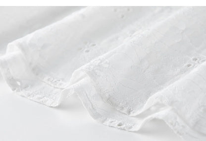 SENTUBILA Women's White Cotton Summer Skirt 2026 Woman Fashion Hollow Embroidery A-Line Short Skirt Female Clothes Q62QG7173