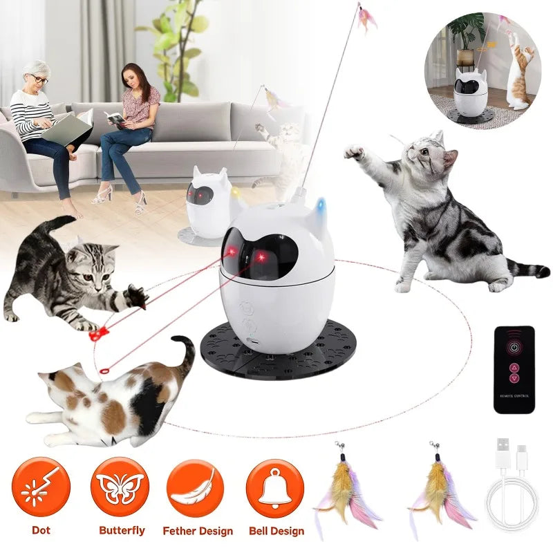 Smart Electric Cat Interactive Toy Two Speed Modes Auto Power Off Low Noise USB Charging Pet Stimulation Toy Stimulate Hunting Instinct for Indoor Cats Kittens Daily Entertainment