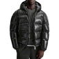 Men'S Down Jacket Casual Solid-Color Hooded Cotton-Padded Jacket Men'S Thickened Winter Warm Coat Loose Pocket Bread Jacket Coat