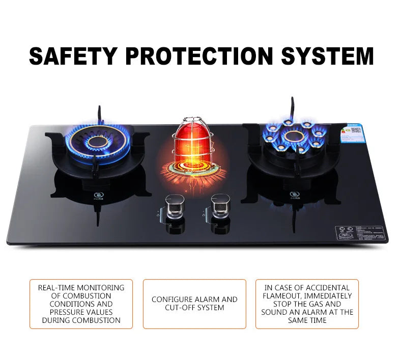 Flip Embedded Fierce Fire Stove Household Gas Burner Stove for Kitchen Cooktop Upgrade Timing Kitchen Gas Cooker Energy-saving