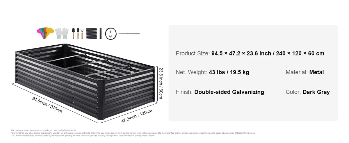 SucceBuy Raised Garden Bed Outdoor Planting Boxes with Open Base for Growing Flowers/Vegetables in Backyard/Garden/Patio/Balcony