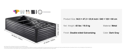 SucceBuy Raised Garden Bed Outdoor Planting Boxes with Open Base for Growing Flowers/Vegetables in Backyard/Garden/Patio/Balcony