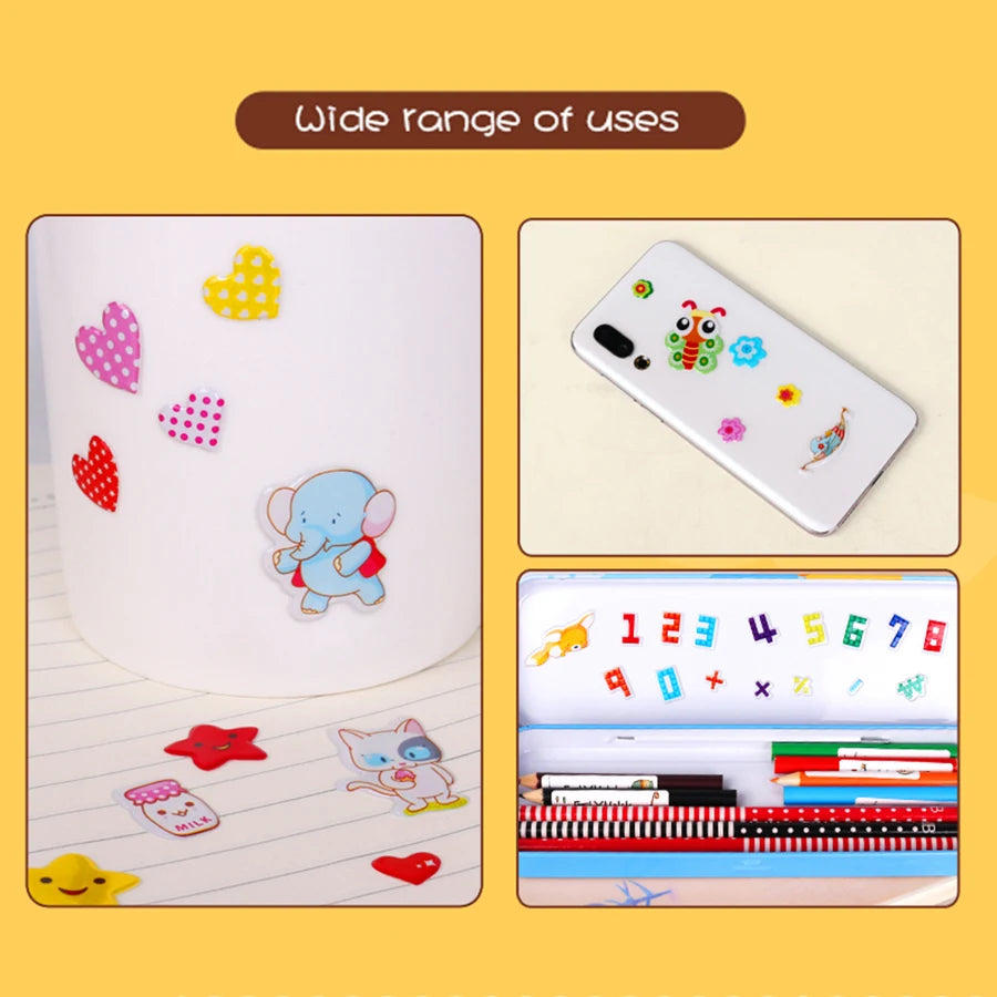 12/24pcs 3D Cartoon Bubble Stickers More Than 100+ Styles Random DIY Decoration Graffiti Stickers for Diary Luggage Laptop