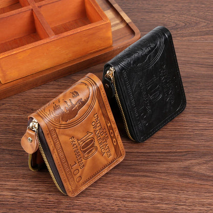 Men Wallet with Zipper 100 US Dollar Pattern Card Holder Coin Pocket Purse Cartera Hombre Carteras