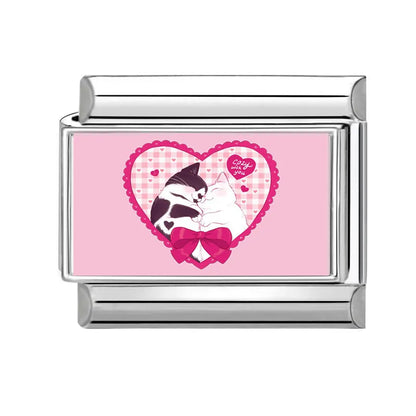Beautiful Flower Y2K Black Star Dog Heart Pink Italian Charm Link Fit 9mm Stainless Steel Sweet Bracelet Jewelry Making DIY Gift