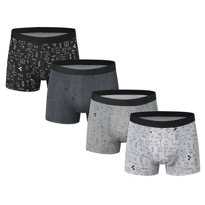 4/10piece Set Of European And American Men's Fashionable Printed Boxer Shorts Loose Oversized Elastic Waist Underwear Base Short