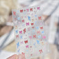 Shell Light Nail Stickers Small Fresh White Bow Ribbon Nail Charms Stickers Self Adhesive Nails 3D Decorations Parts DIY Decals