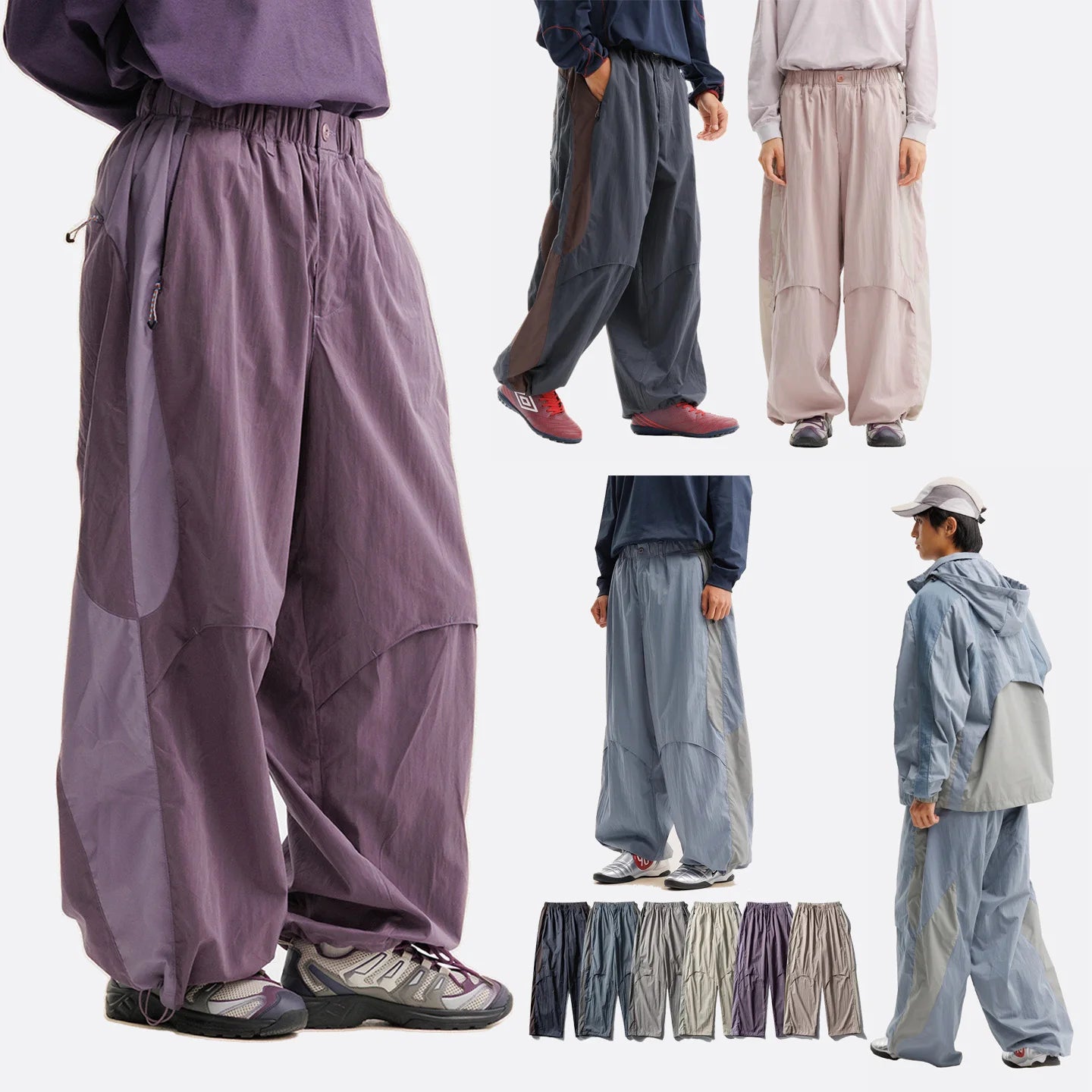 Men Women Splice Fashion Outdoor Loose Casual Lightweight Quick Dry Sports Cargo Baggy Pants Track Trouser Jogger Sweatpants