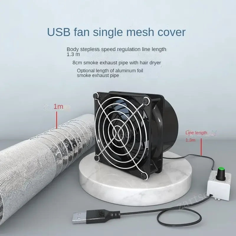USB Adjustable Speed Solder Smoke Absorber ESD Fume Extractor Fan Pipe Duct Exhuast Fan with 1M Pipe Tub Ventilation Fan