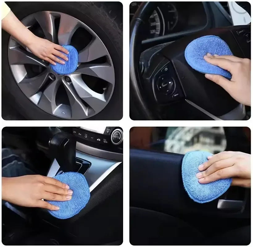 10/1Pcs 5-inches Microfiber Wax Applicator Pad Ultra Soft Car Polishing Sponge with Finger Pocket Auto Care Polish Foam Sponge