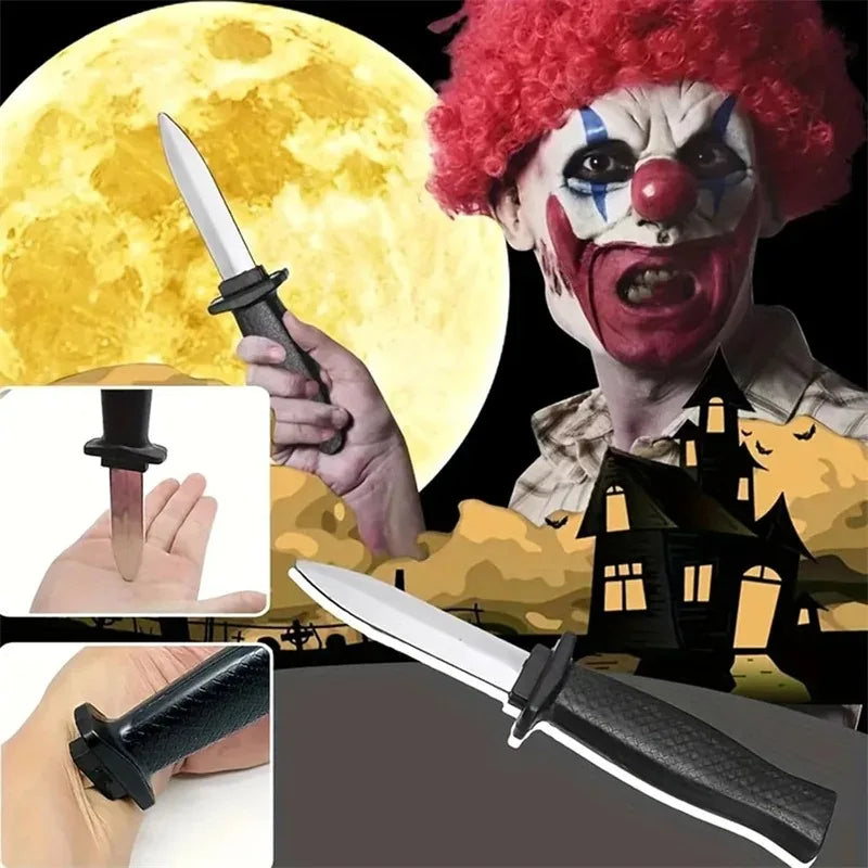 Retractable Fake Knife - Adult Plastic Magic Prank Toy for Jokes, Scary Tricks & Halloween Props (Realistic Toy)