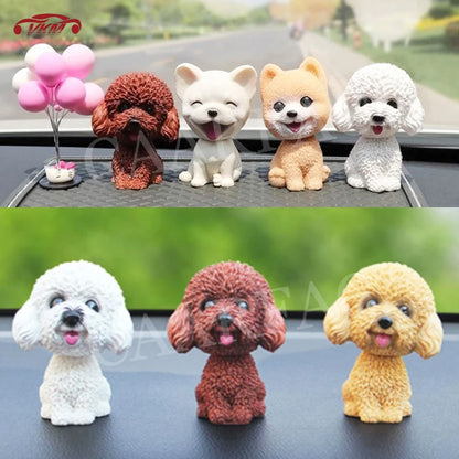 Car Shaking Head Dog Ornaments Bobblehead Dog Nodding Puppy Toys Shaking Head Dolls Accessories For All Universal Car