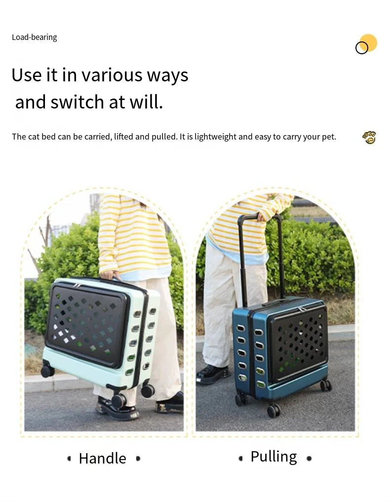 2026 Pet Trolley Luggage Portable Pet Outing Bag Transparent Space Cabin Pet Cart Handheld Cat Bag