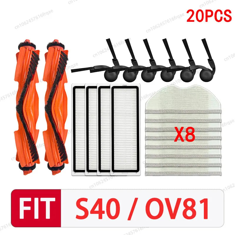 For Xiaomi S40 / OV81 Robot vacuum cleaner Accessories Main Side Brush Mop Cloth Hepa Filter Dust Bag Replacement Spare Parts