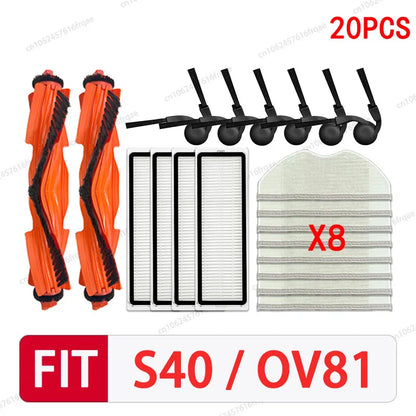 For Xiaomi S40 / OV81 Robot vacuum cleaner Accessories Main Side Brush Mop Cloth Hepa Filter Dust Bag Replacement Spare Parts