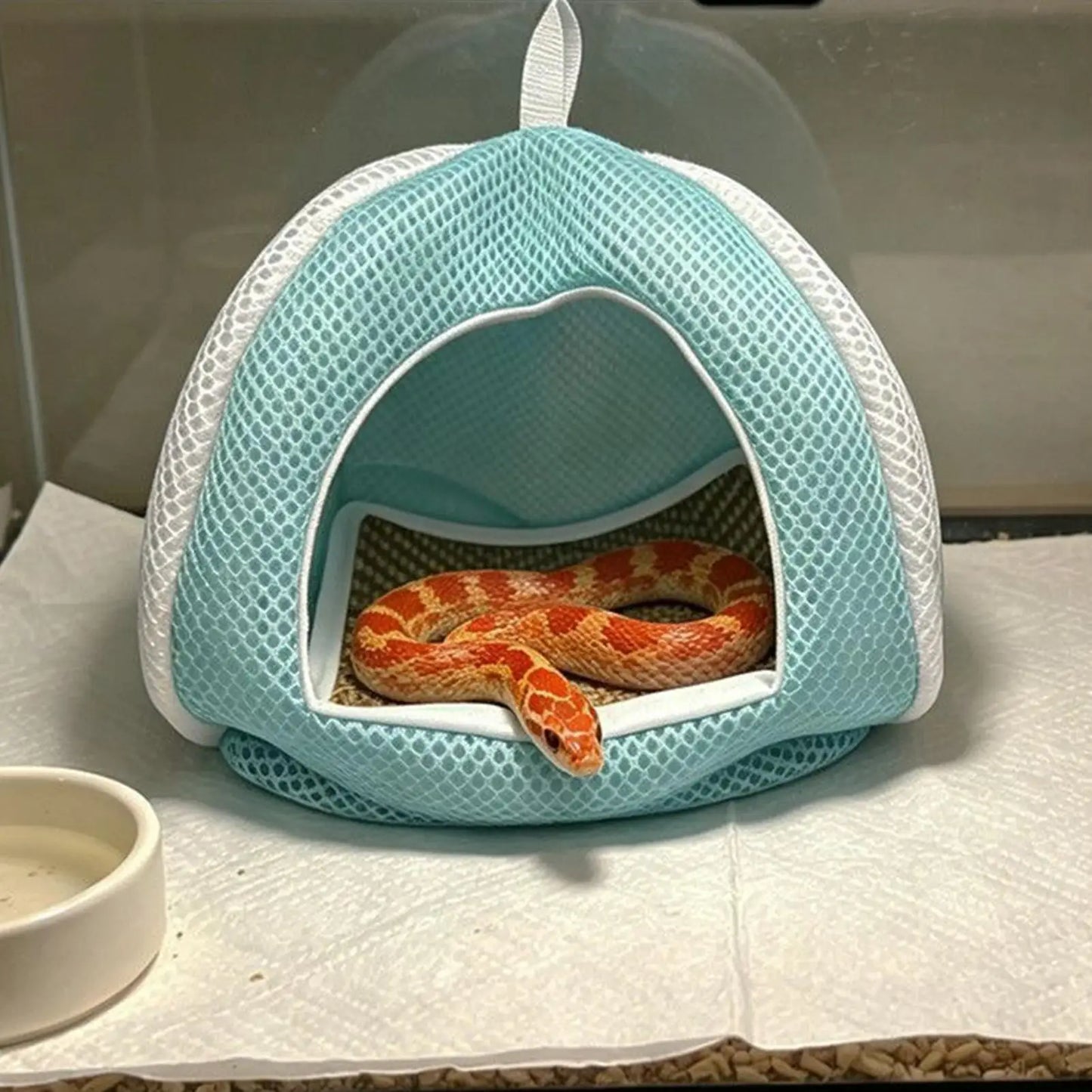 Corn snakeHouse Breathable Mesh Hanging tent style cave reptile dodging cave Easy to clean for Small reptile  ﻿