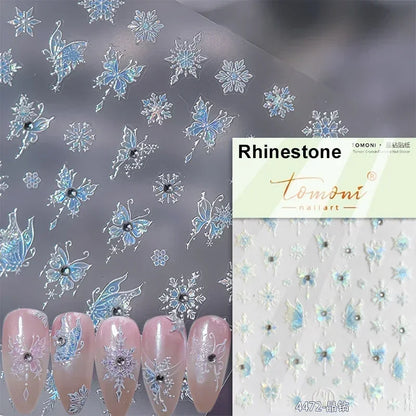 Jelly Butterfly 5D Nail Art Sticker Rhinestone Crystal Charming Shiny Insect Animals DIY Self Adhesive Decoration Manicure Decal