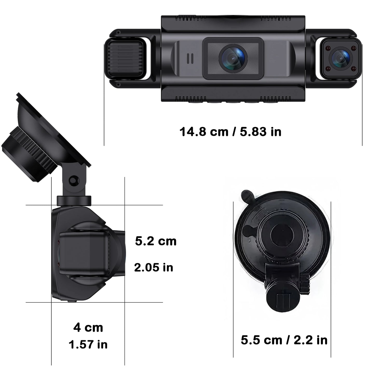 Car Dash Cam 4 Channel Black Box WiFi Driving Camera FHD 1080P Front Left Right Rear Night Vision Loop Recording Add Hardwire