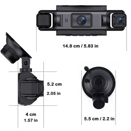 Car Dash Cam 4 Channel Black Box WiFi Driving Camera FHD 1080P Front Left Right Rear Night Vision Loop Recording Add Hardwire