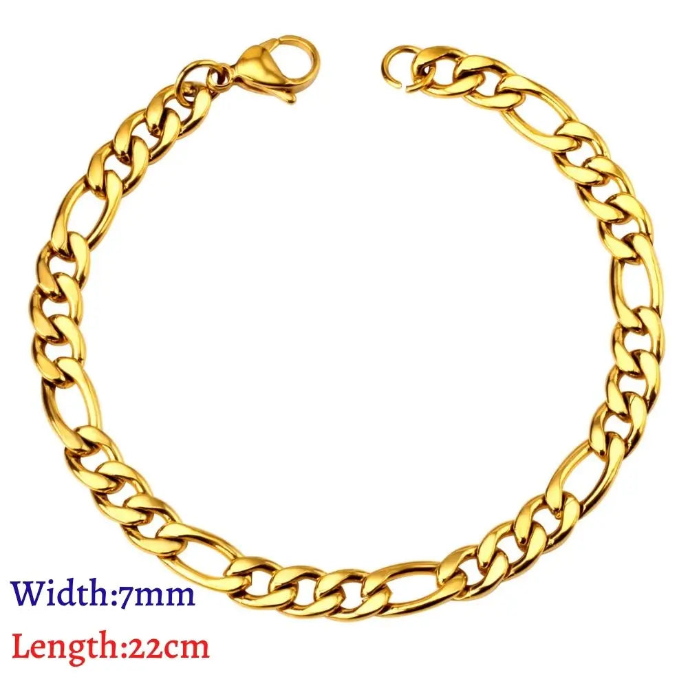 LUXUKISSKIDS Stainless Steel Couple Men/Woman Bracelets Fashion Curb Cuban Link Chains On Hand Rock Bracelet Wrist Jewelry Gifts