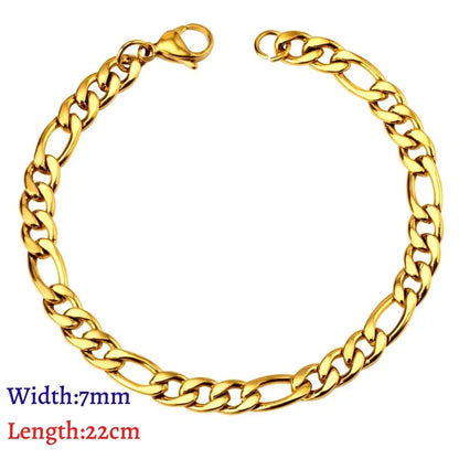 LUXUKISSKIDS Stainless Steel Couple Men/Woman Bracelets Fashion Curb Cuban Link Chains On Hand Rock Bracelet Wrist Jewelry Gifts