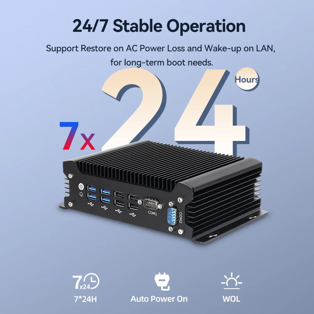 XCY Fanless IoT Industrial Mini PC Intel Core I5-1335U 2x COM RS232 2x LAN 8x USB WiFi SIM 4G LTE Windows 10/11 Linux PXE WOL